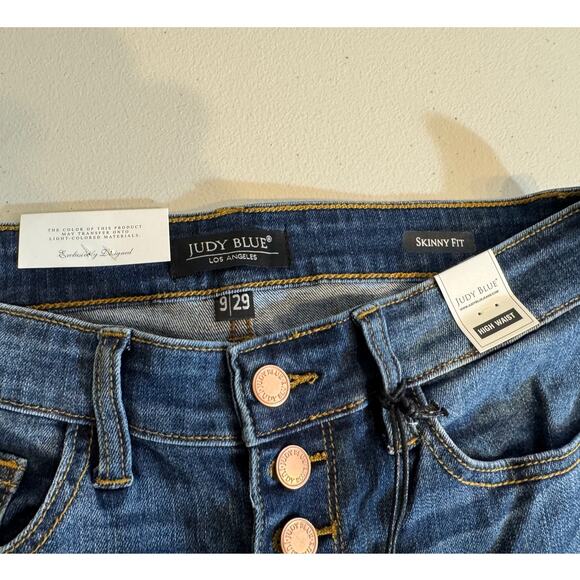 Judy Blue jeans On The Rise high waist distressed raw hem skinny fit Sz 9/29 NEW - Picture 12 of 12